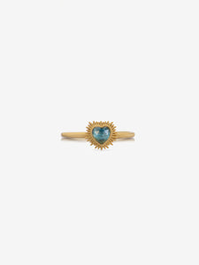 Adjustable Electric Love Blue Topaz Heart Ring