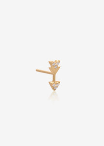 Single 'Lovestruck' Solid Gold Diamond Arrow Stud Earring