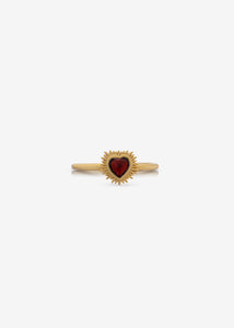 Adjustable Electric Love Mini Garnet Heart Ring