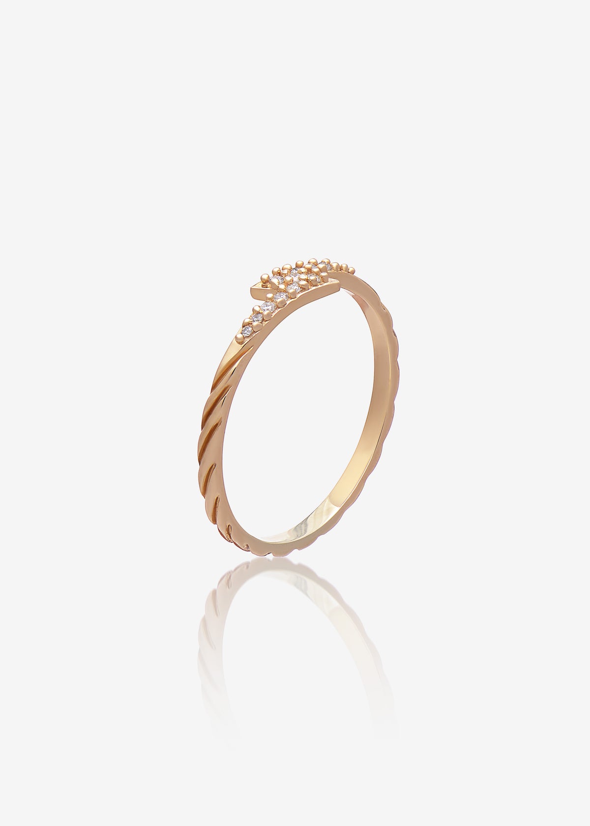 Solid Gold and Diamond Lightning Bolt Ring
