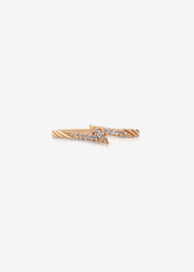 Solid Gold and Diamond Lightning Bolt Ring