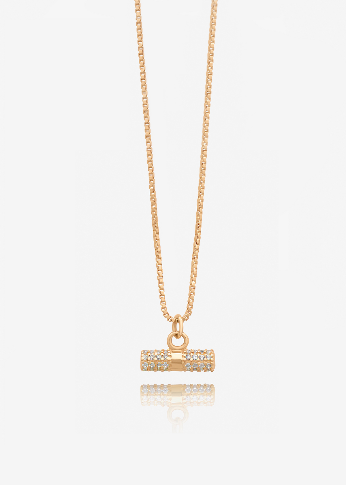 Solid Gold and Diamond T-Bar Necklace