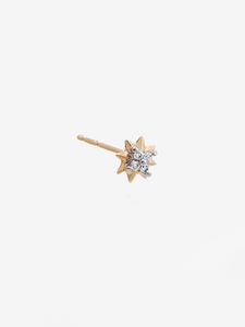 Single Solid Gold and Diamond North Star Stud Earring