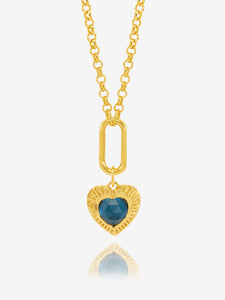 Personalised Electric Love Blue Topaz Hardware Heart Necklace