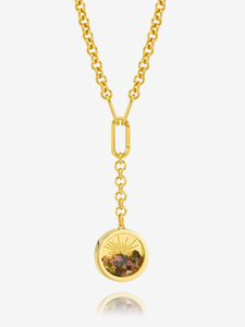 Statement Birthstone Hardware Deco Sun Amulet Necklace