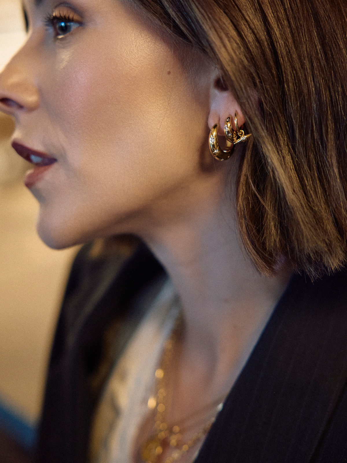 Large Lucky Star Hoops