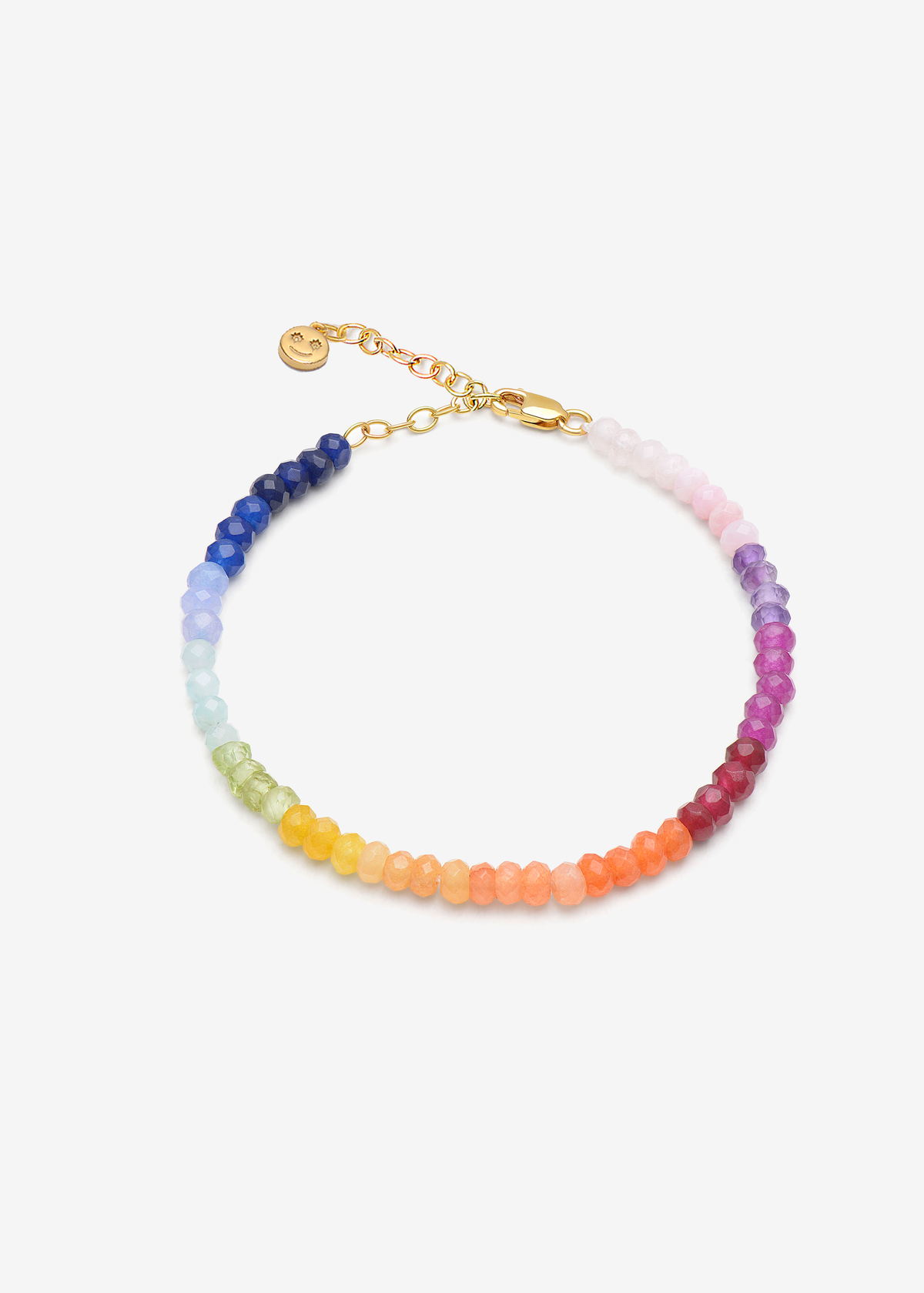 Rainbow Happy Face Gemstone Bracelet