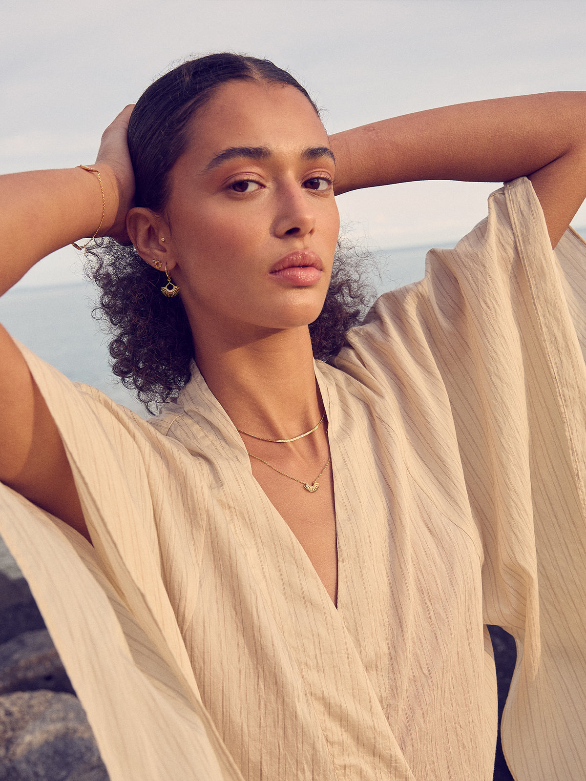 Mini Rising Sun and Serpentine Layered Necklace Set