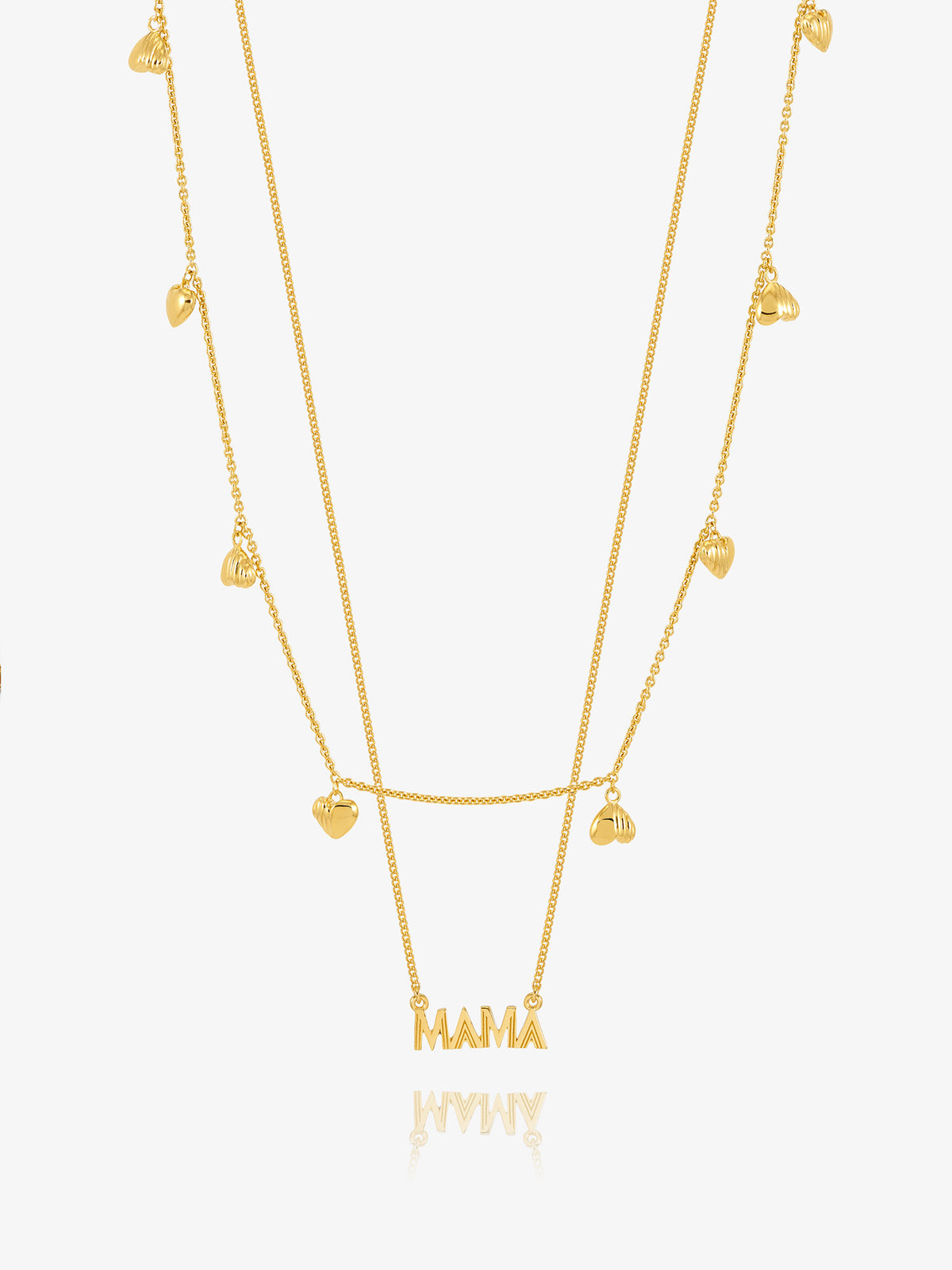 Mini Mama and Deco Scattered hearts Layered Necklace Set