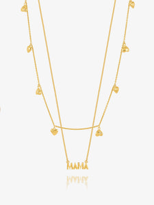 Mini Mama and Deco Scattered hearts Layered Necklace Set