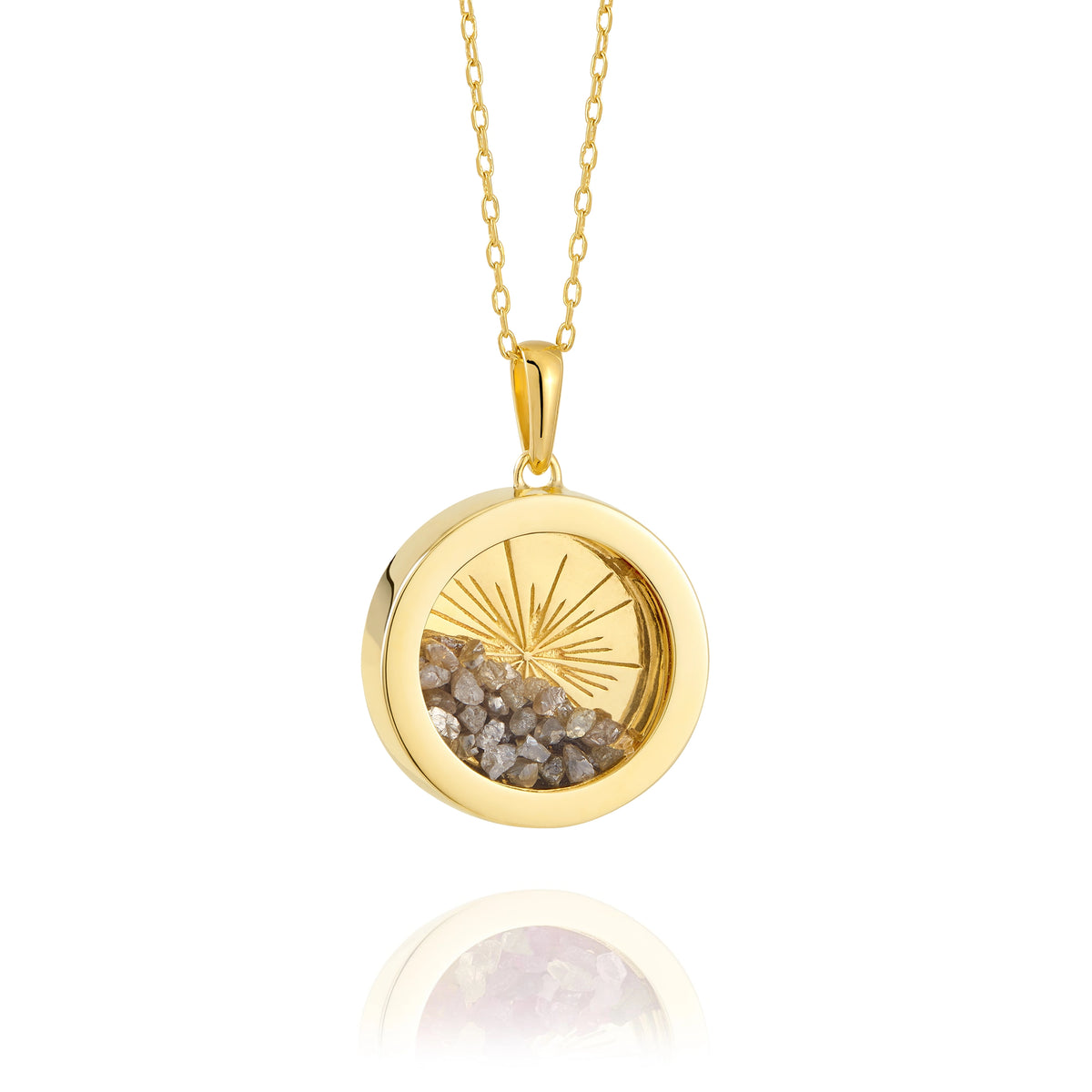 Limited Edition Diamond Medium Deco Sun Amulet Necklace