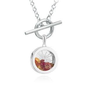 Medium Deco Sun Amulet Personalised Birthstone T-bar Necklace