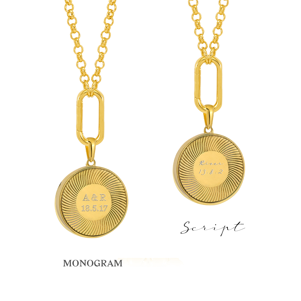Personalised Birthstone Hardware Deco Sun Amulet Necklace
