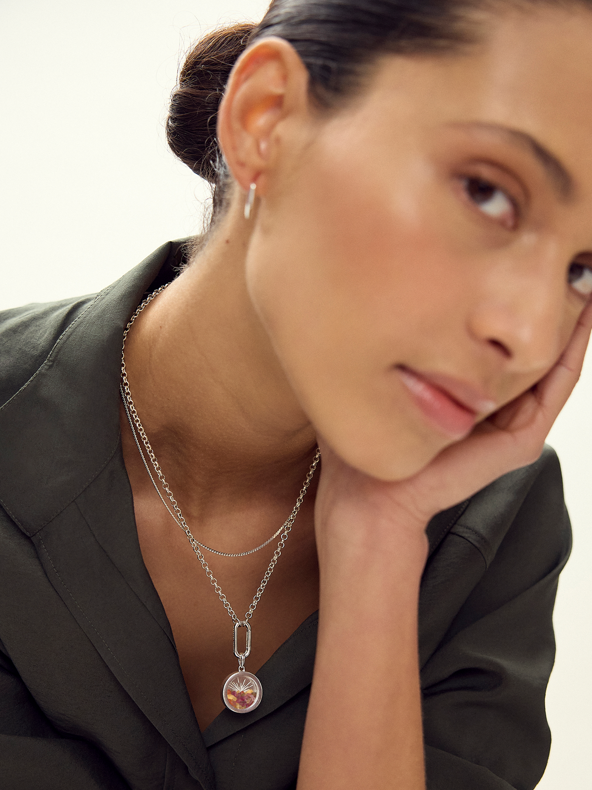 Personalised Mixed Birthstone Hardware Deco Sun Amulet Necklace