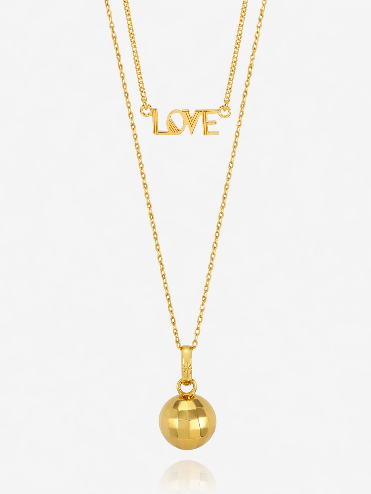 Choose Love Disco Ball and Love Necklace Layered Set