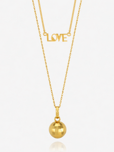 Choose Love Disco Ball and Love Necklace Layered Set