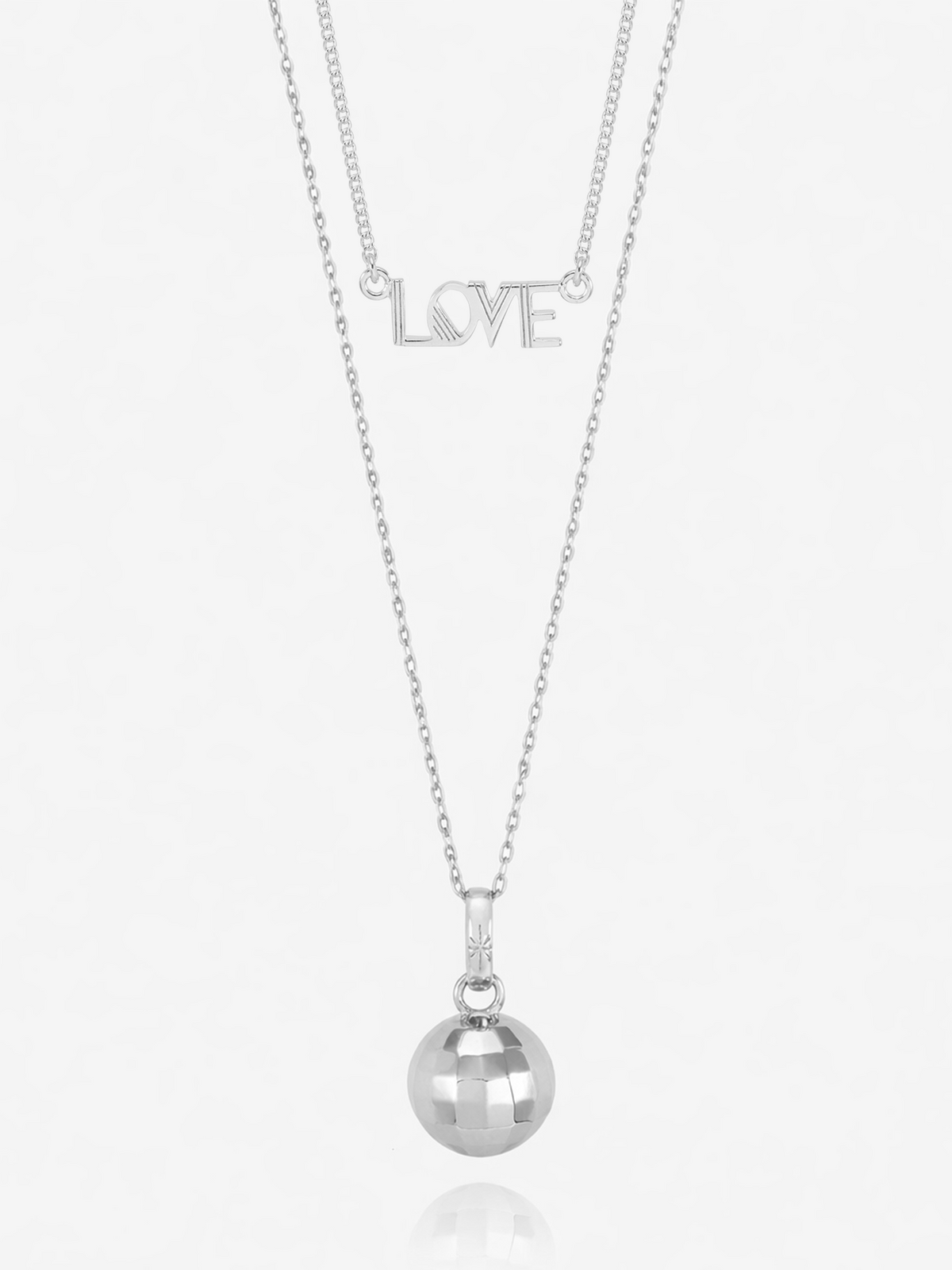 Choose Love Disco Ball and Love Necklace Layered Set