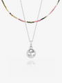 Choose Love Disco Ball and Beaded Necklace Layered Set