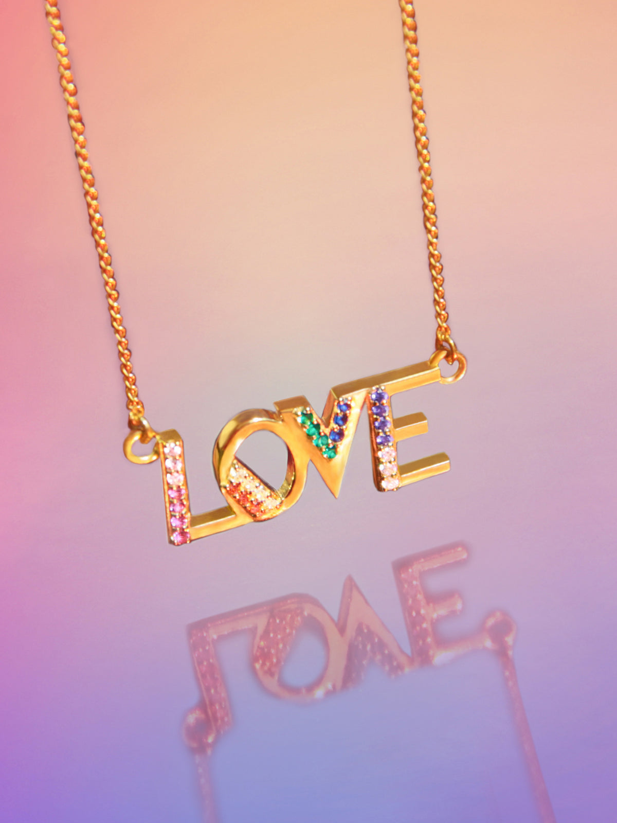 Dawn O'Porter X RJ for Choose Love Rainbow Pave Necklace