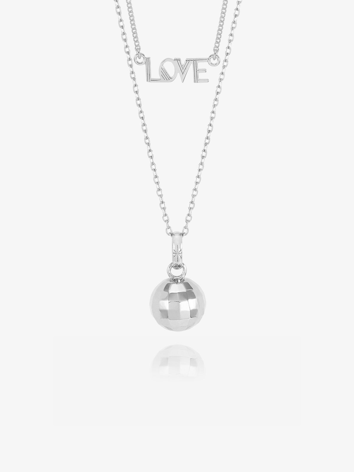 Choose Love Disco Ball and Mini Love Necklace Layered Set