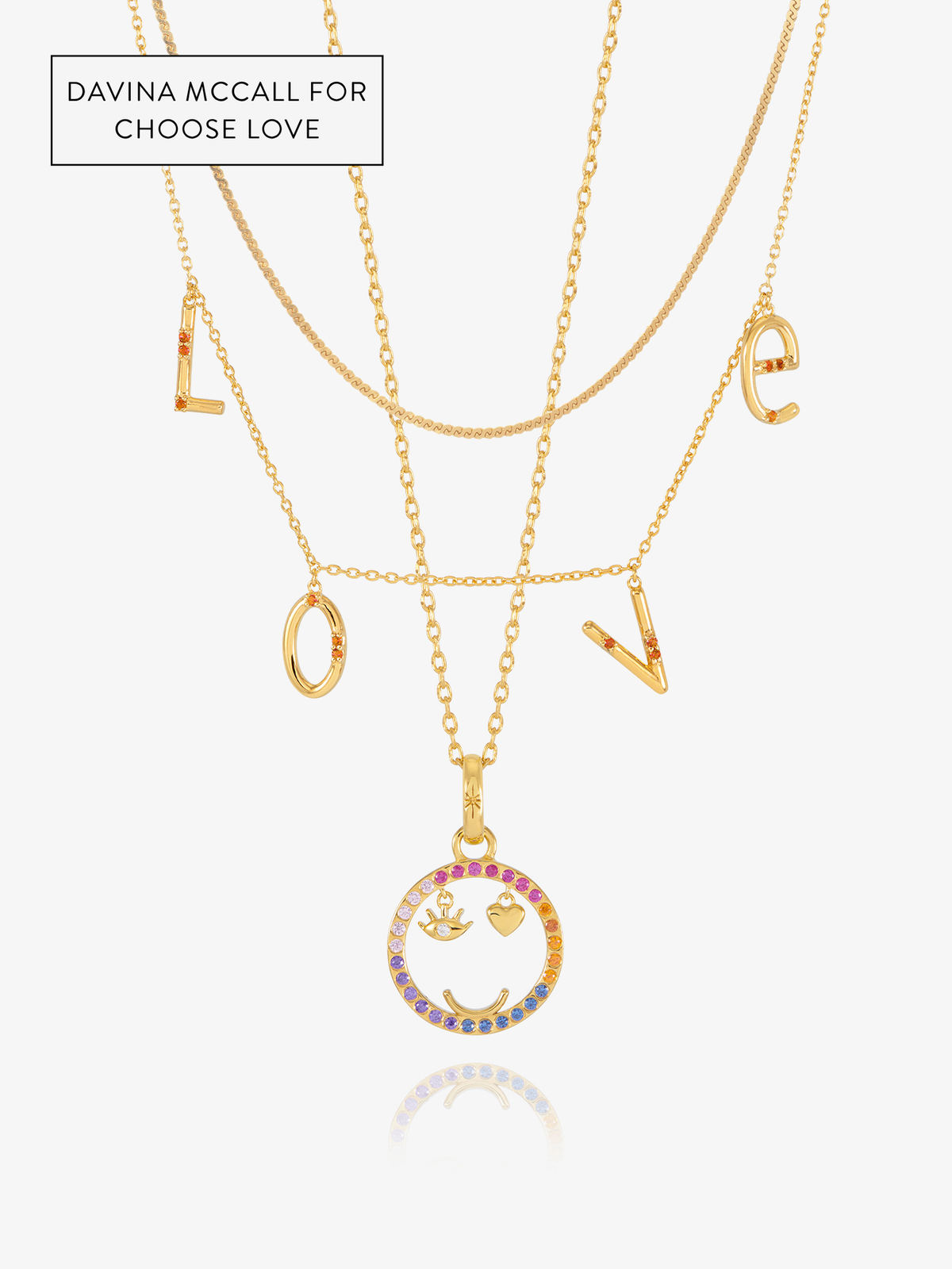 Happy Face, Love & Serpentine Layered Necklace Set