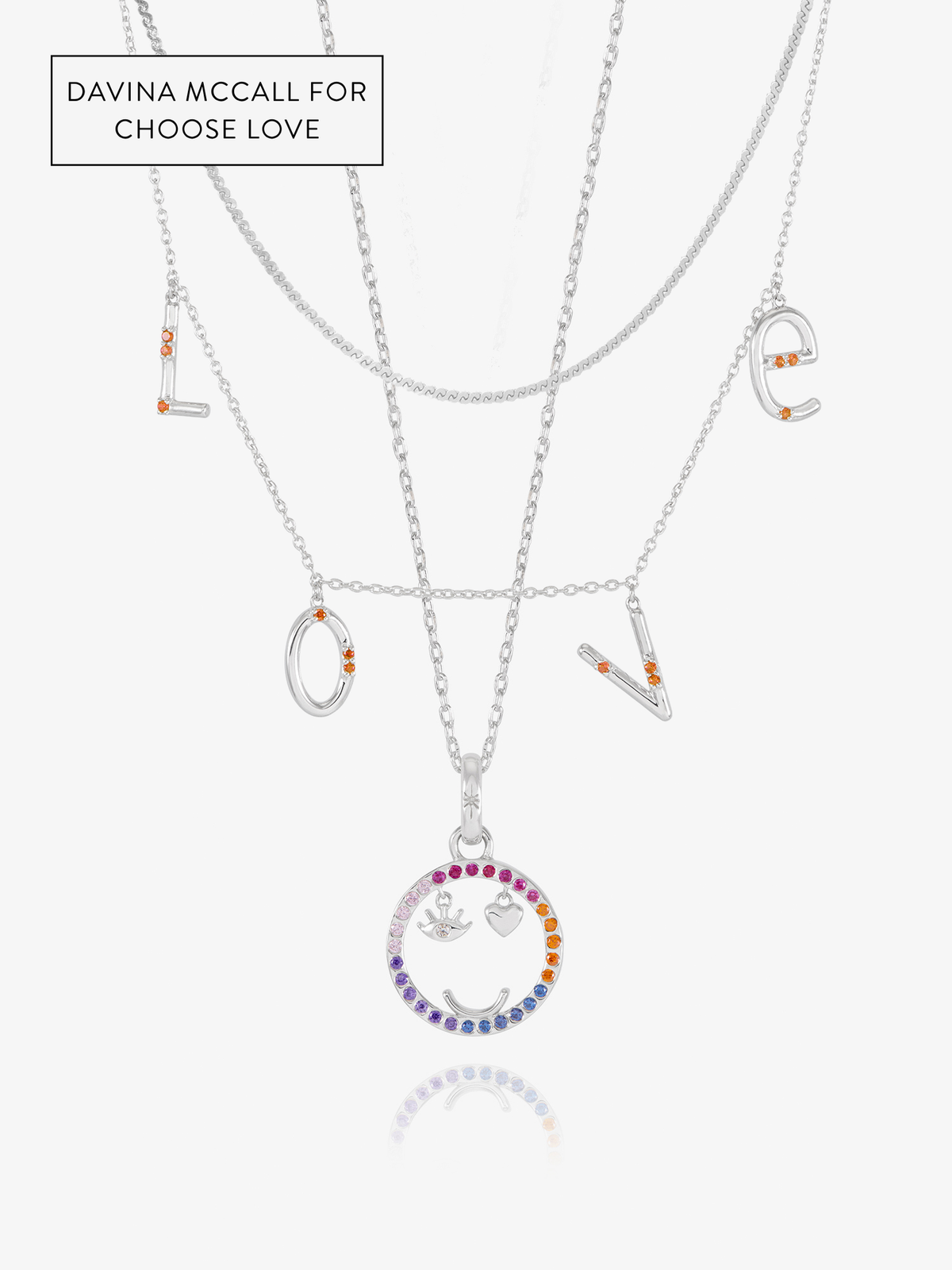 Happy Face, Love & Serpentine Layered Necklace Set