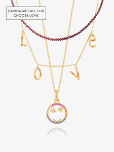 Happy Face, Love & Gemstone Layered necklace Set