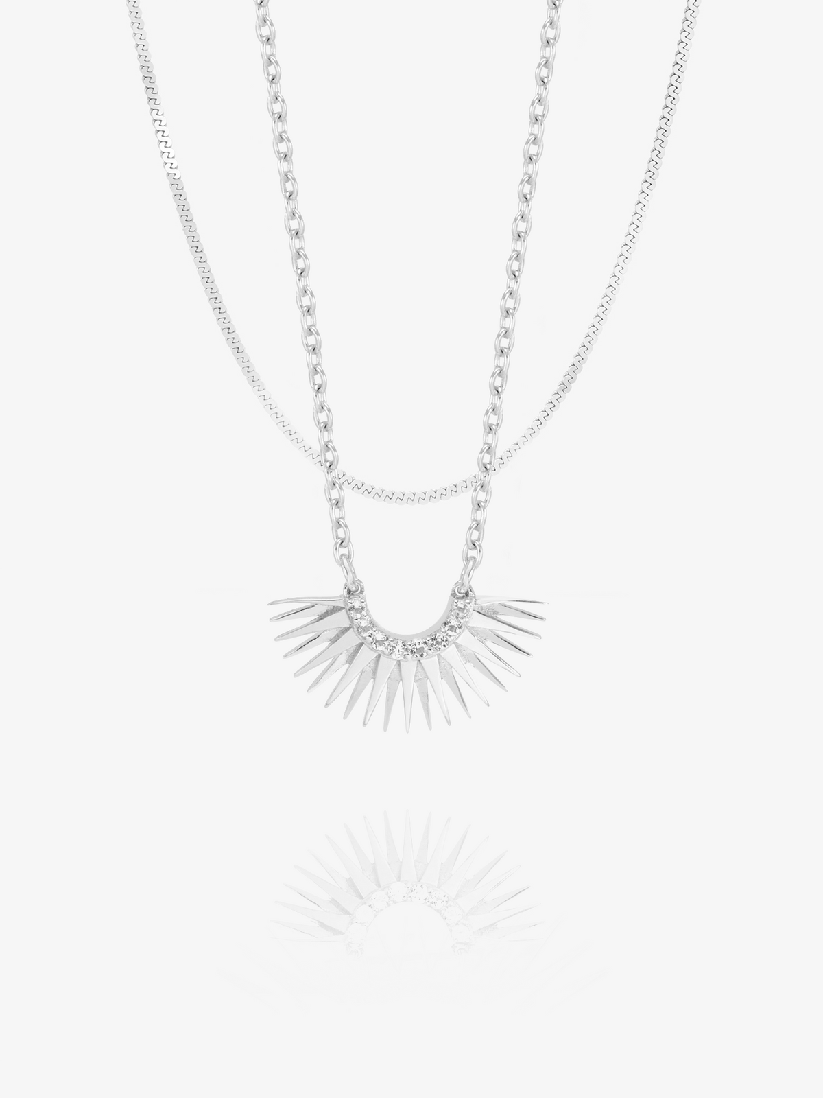 Mini Rising Sun and Serpentine Layered Necklace Set