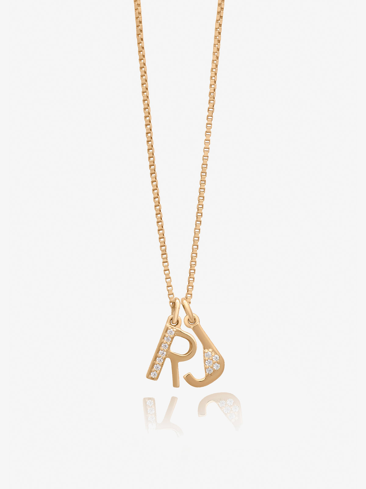 Solid Gold and Diamond Family Initial Necklace