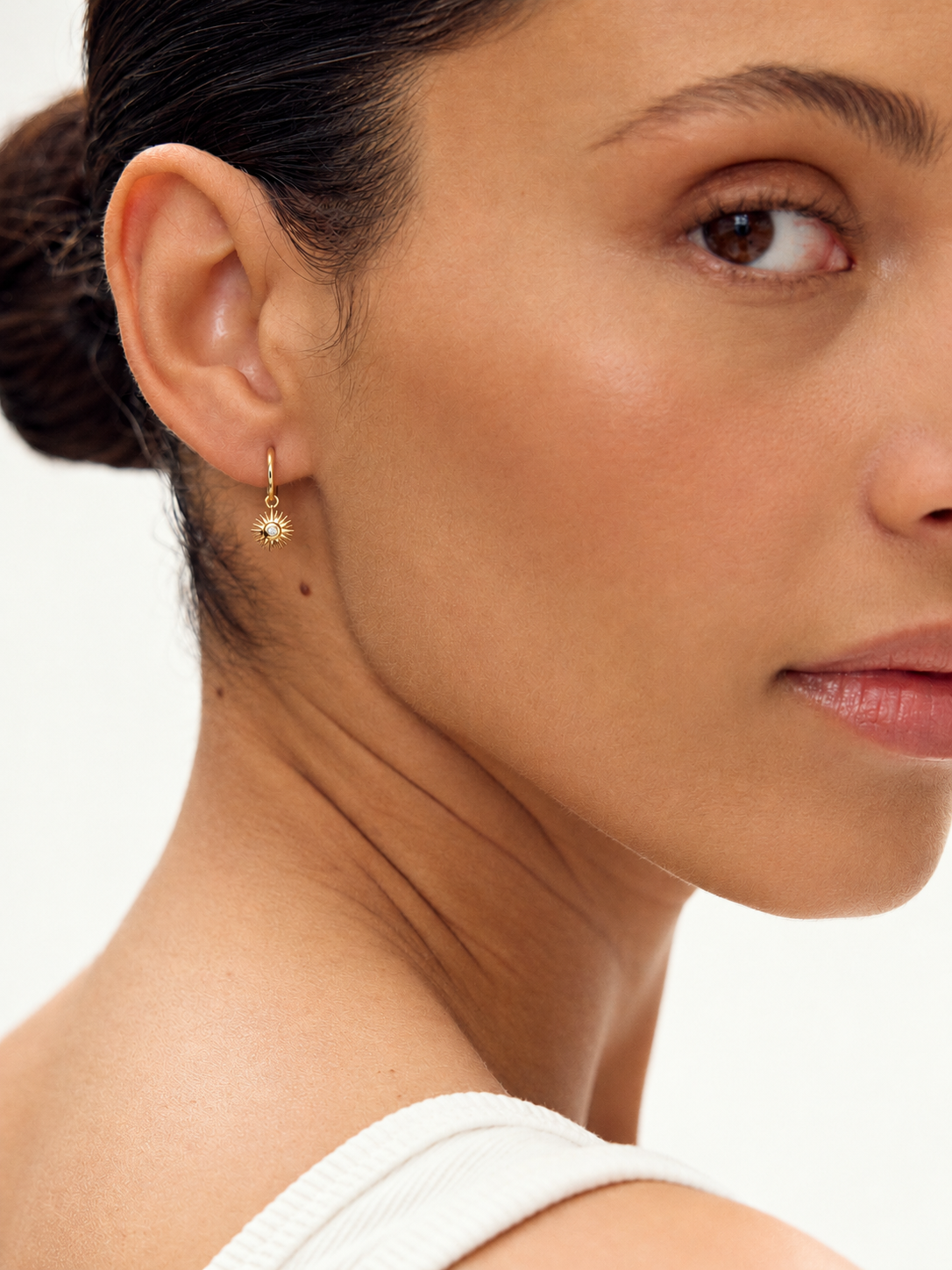 Solid Gold & Diamond Electric Goddess Huggie Hoop Earrings