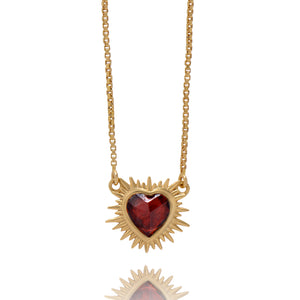 Electric Love Mini Garnet Heart Necklace
