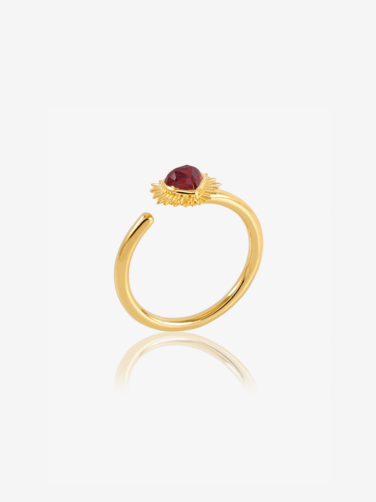 Adjustable Electric Love Mini Garnet Heart Ring