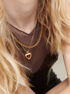 Styled Electric Love Garnet & Rock 'n' Rolo Chain Layered Necklace Set