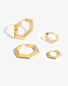 Bevelled Hexagon Hoop Earing set