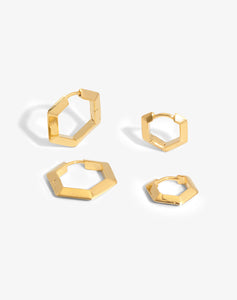 Bevelled Hexagon Hoop Earing set