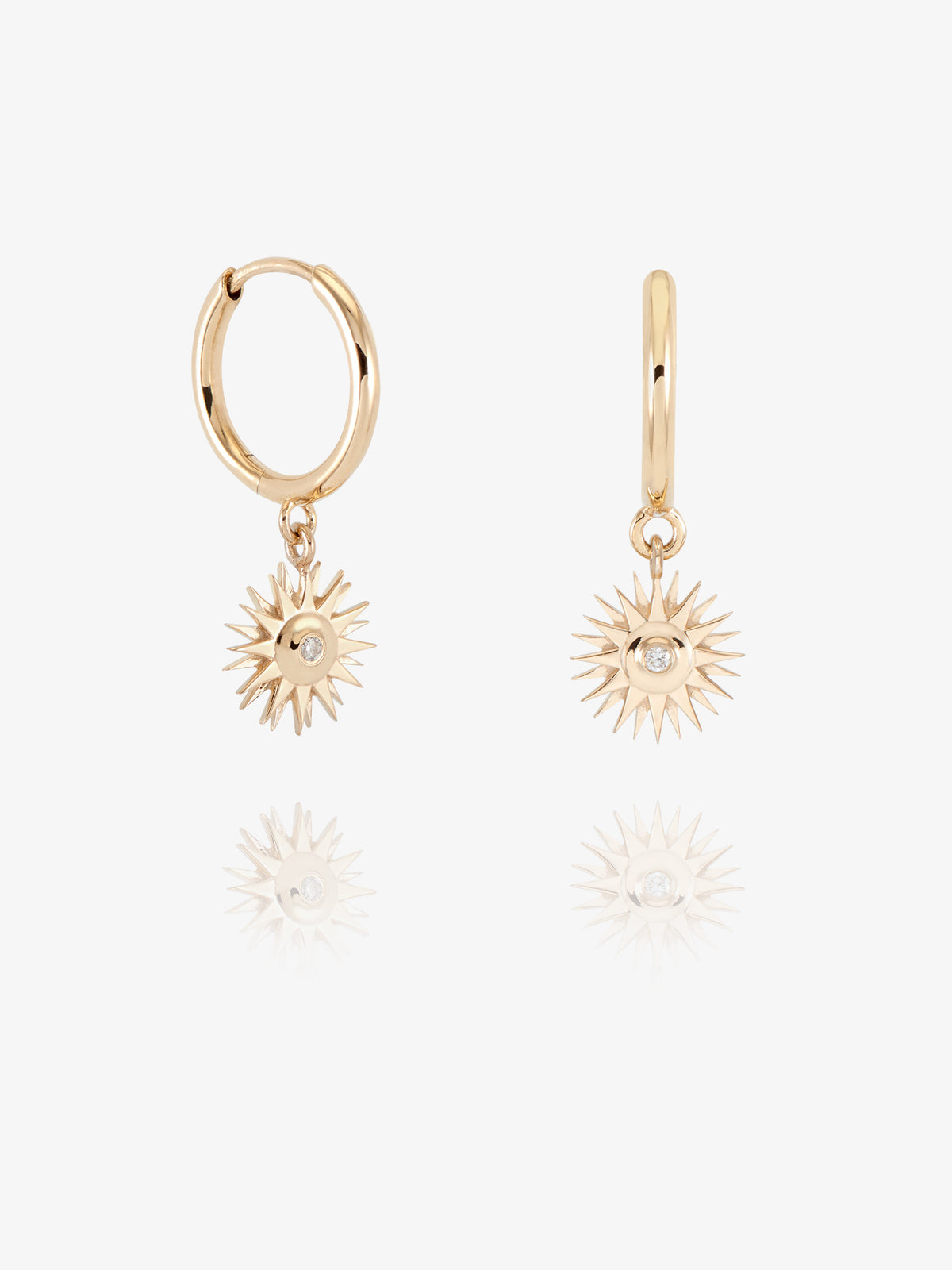 Solid Gold & Diamond Electric Goddess Huggie Hoop Earrings