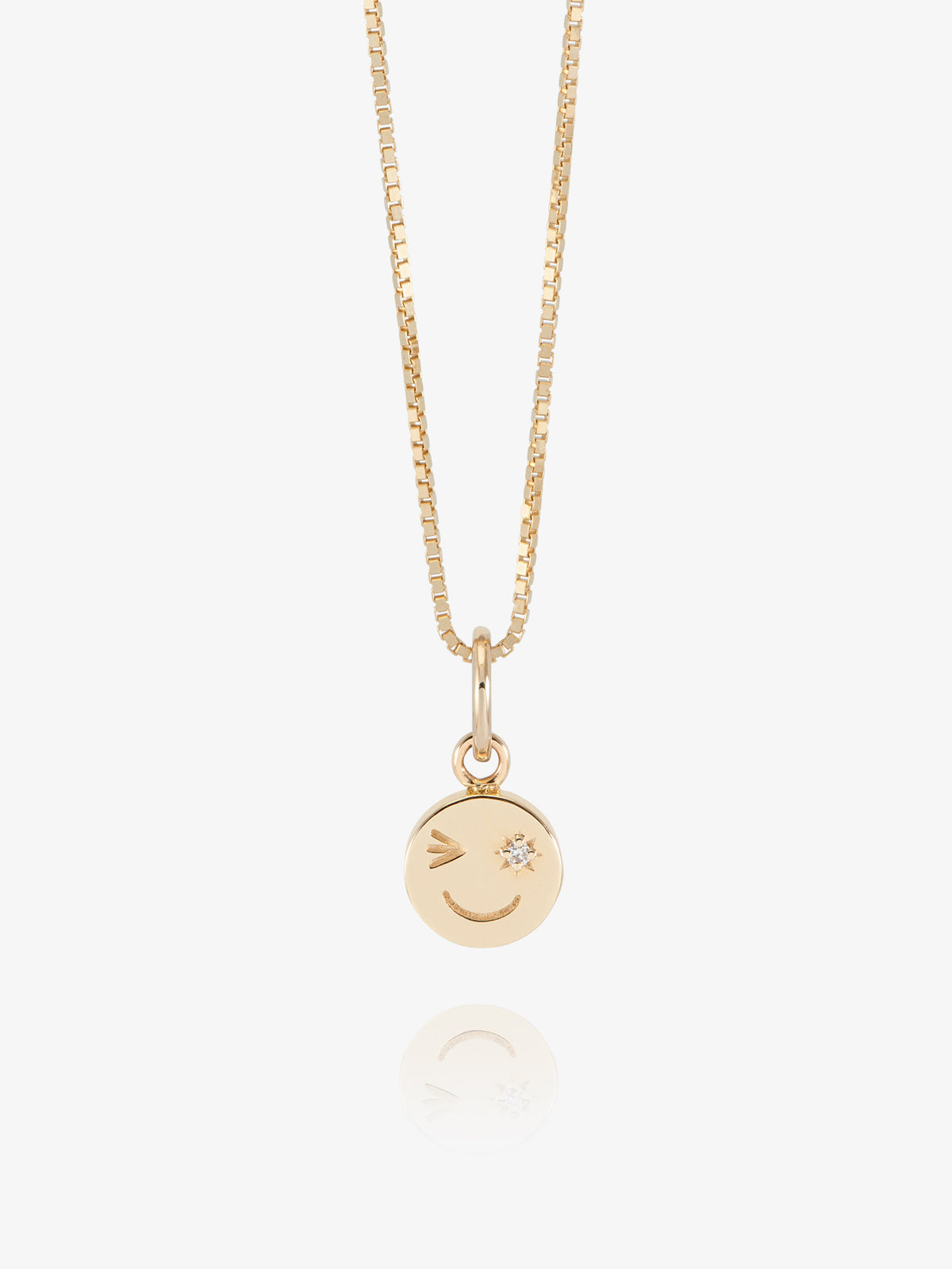 Solid Gold and Diamond Happy Face Necklace