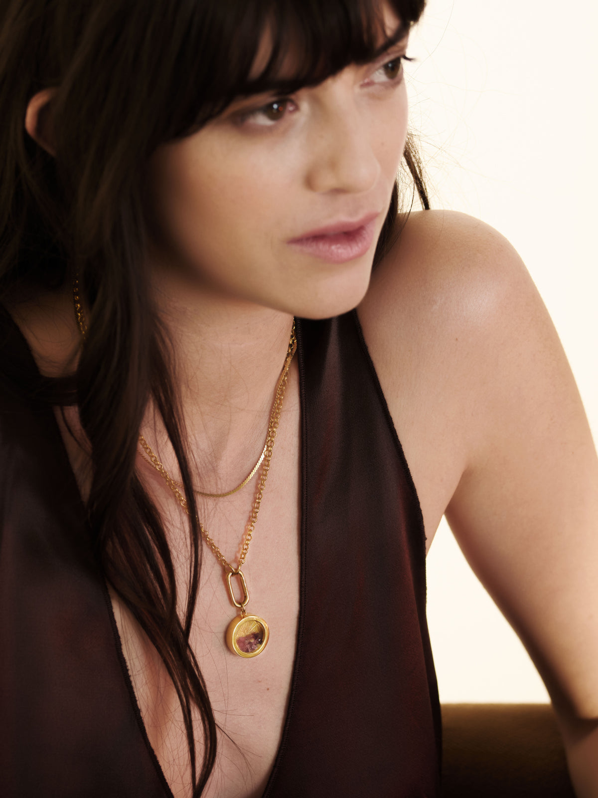 Personalised Mixed Birthstone Hardware Deco Sun Amulet Necklace