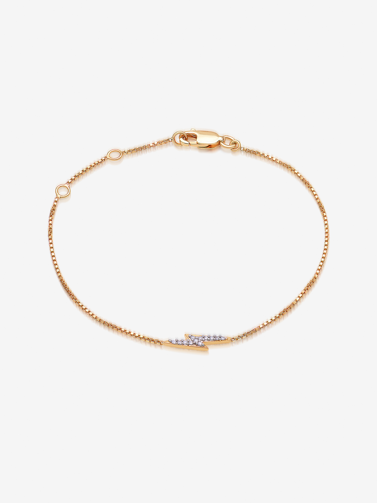 Solid Gold and Diamond Lightning Bolt Bracelet