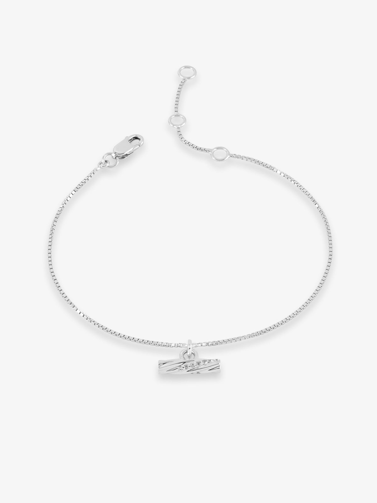 White Sapphire Twisted T-Bar Chain Bracelet