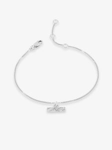 White Sapphire Twisted T-Bar Chain Bracelet