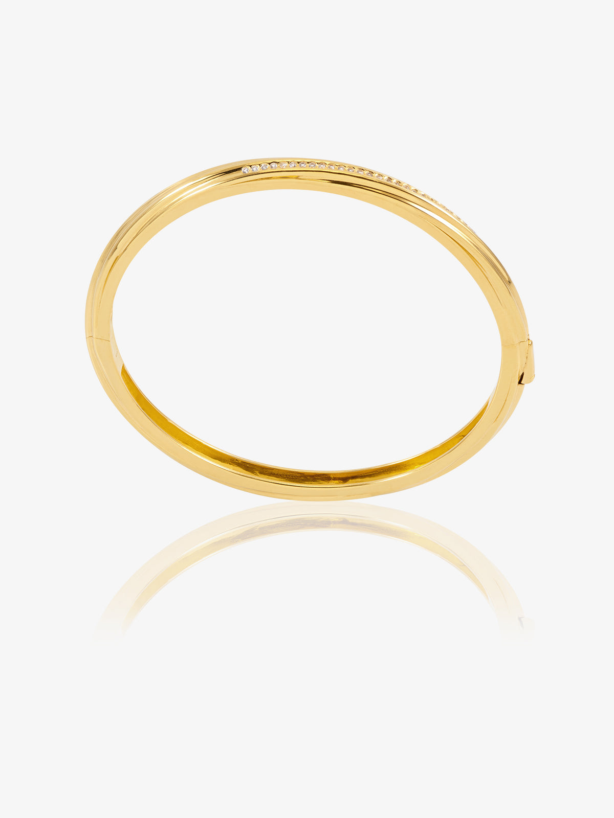 White Sapphire Twisted Hinged Bangle