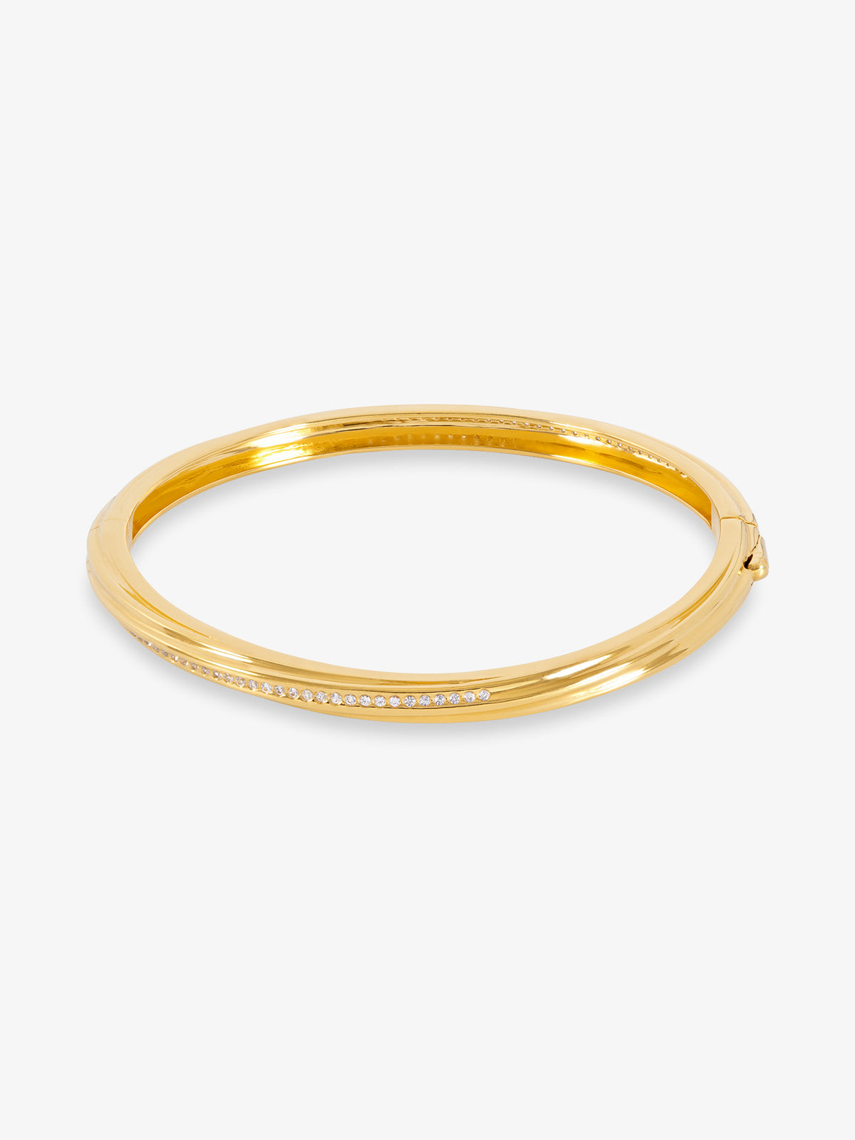 White Sapphire Twisted Hinged Bangle