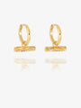White Sapphire Twisted T-Bar Huggie Hoop Earrings