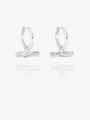 White Sapphire Twisted T-Bar Huggie Hoop Earrings