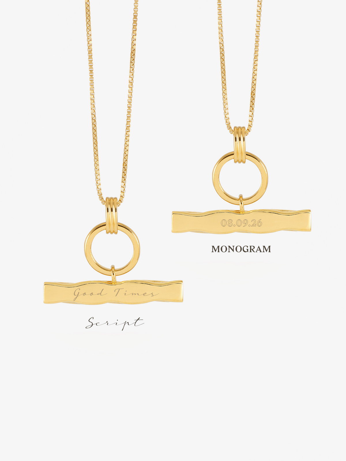 Personalised White Sapphire Twisted T-Bar Necklace