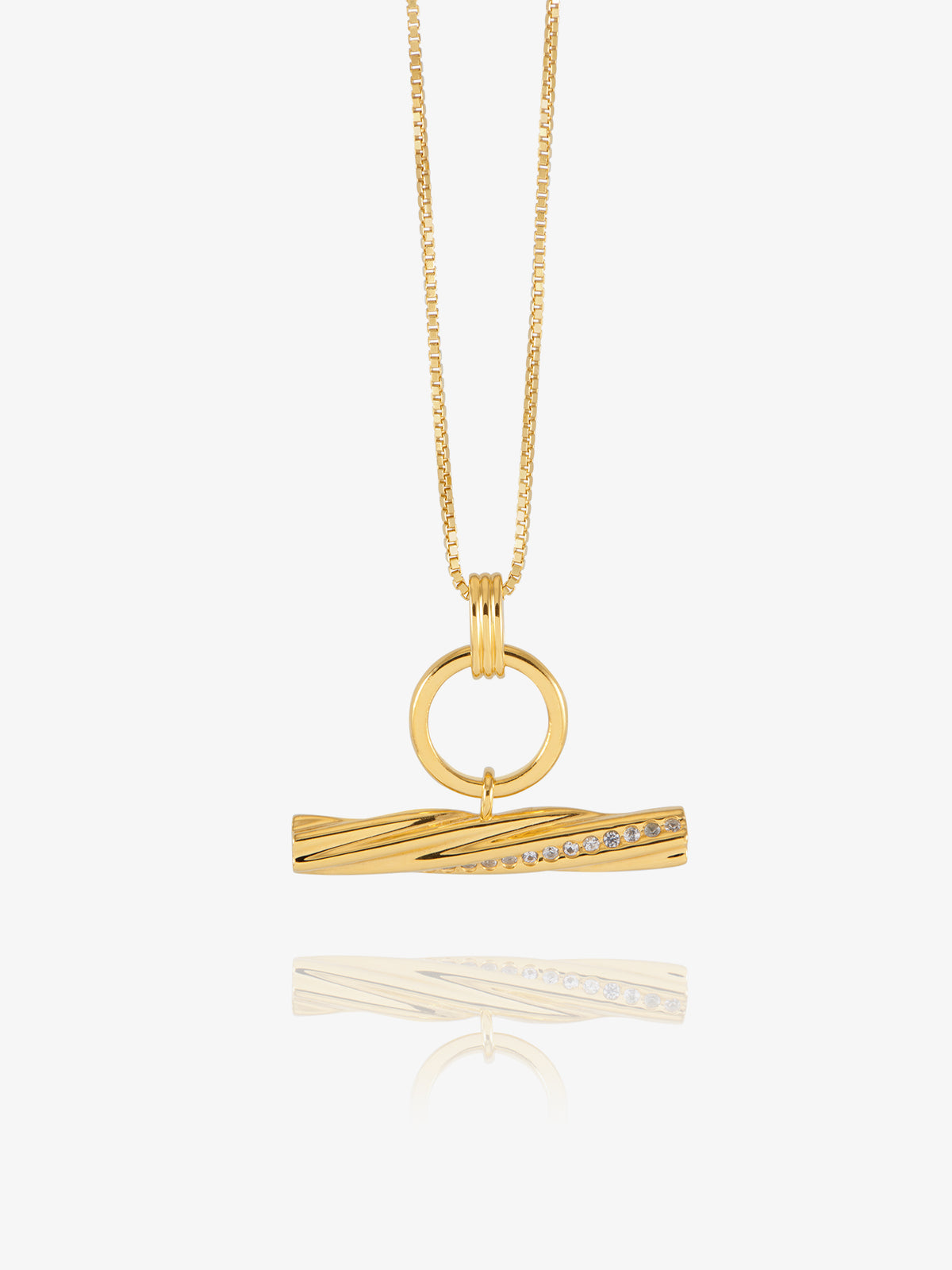 Personalised White Sapphire Twisted T-Bar Necklace