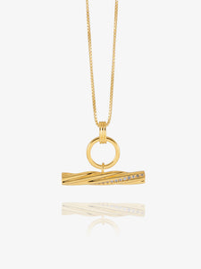 Personalised White Sapphire Twisted T-Bar Necklace