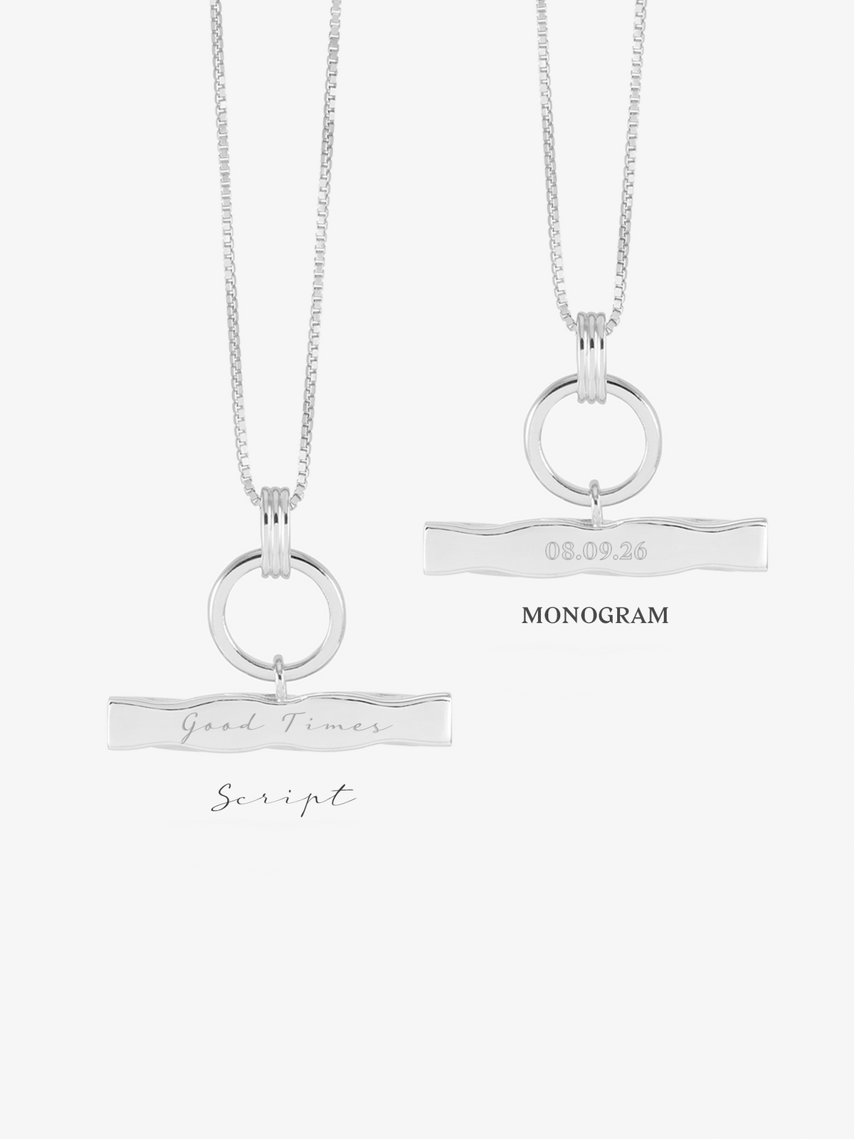 Personalised White Sapphire Twisted T-Bar Necklace