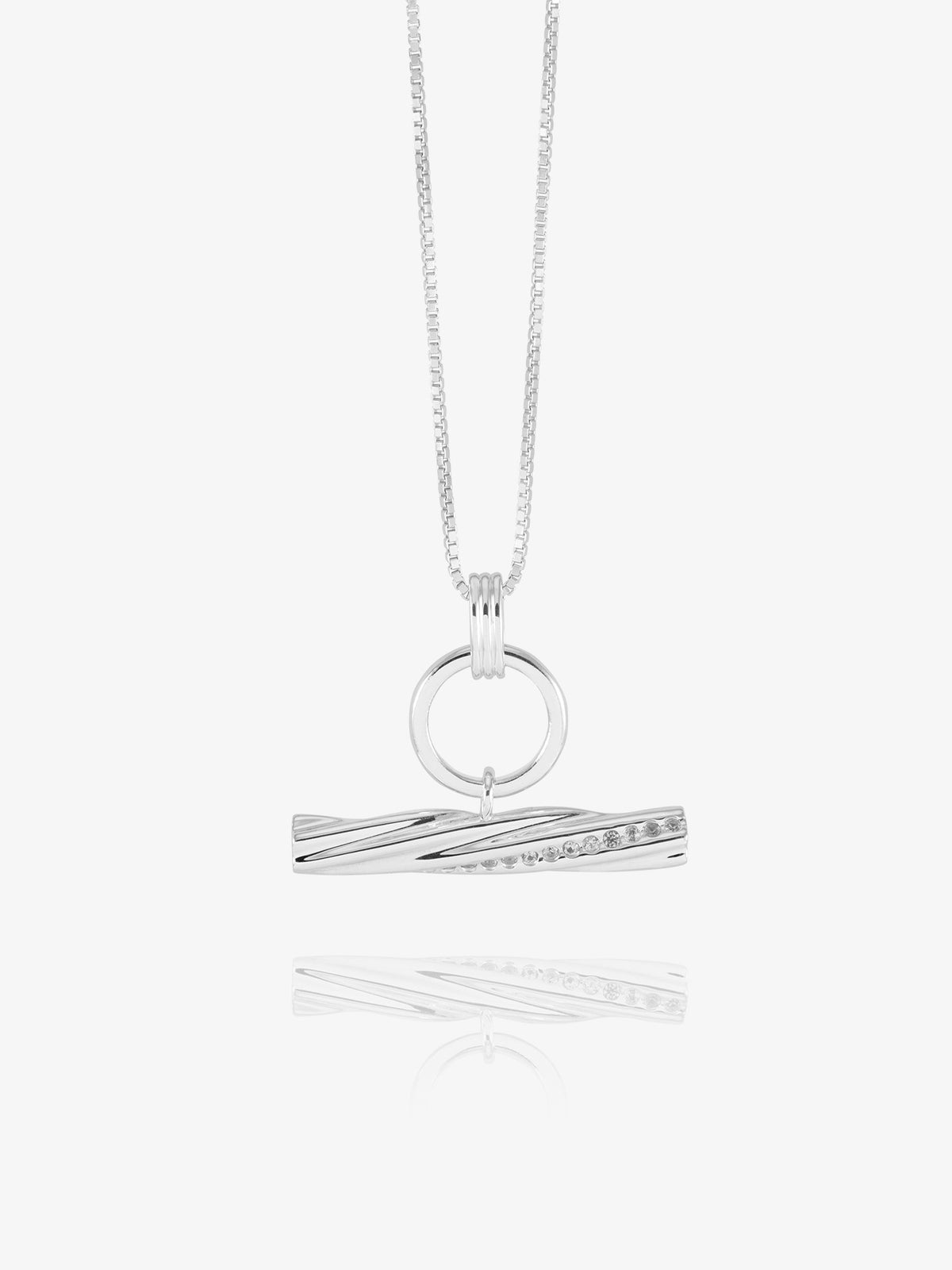 Personalised White Sapphire Twisted T-Bar Necklace